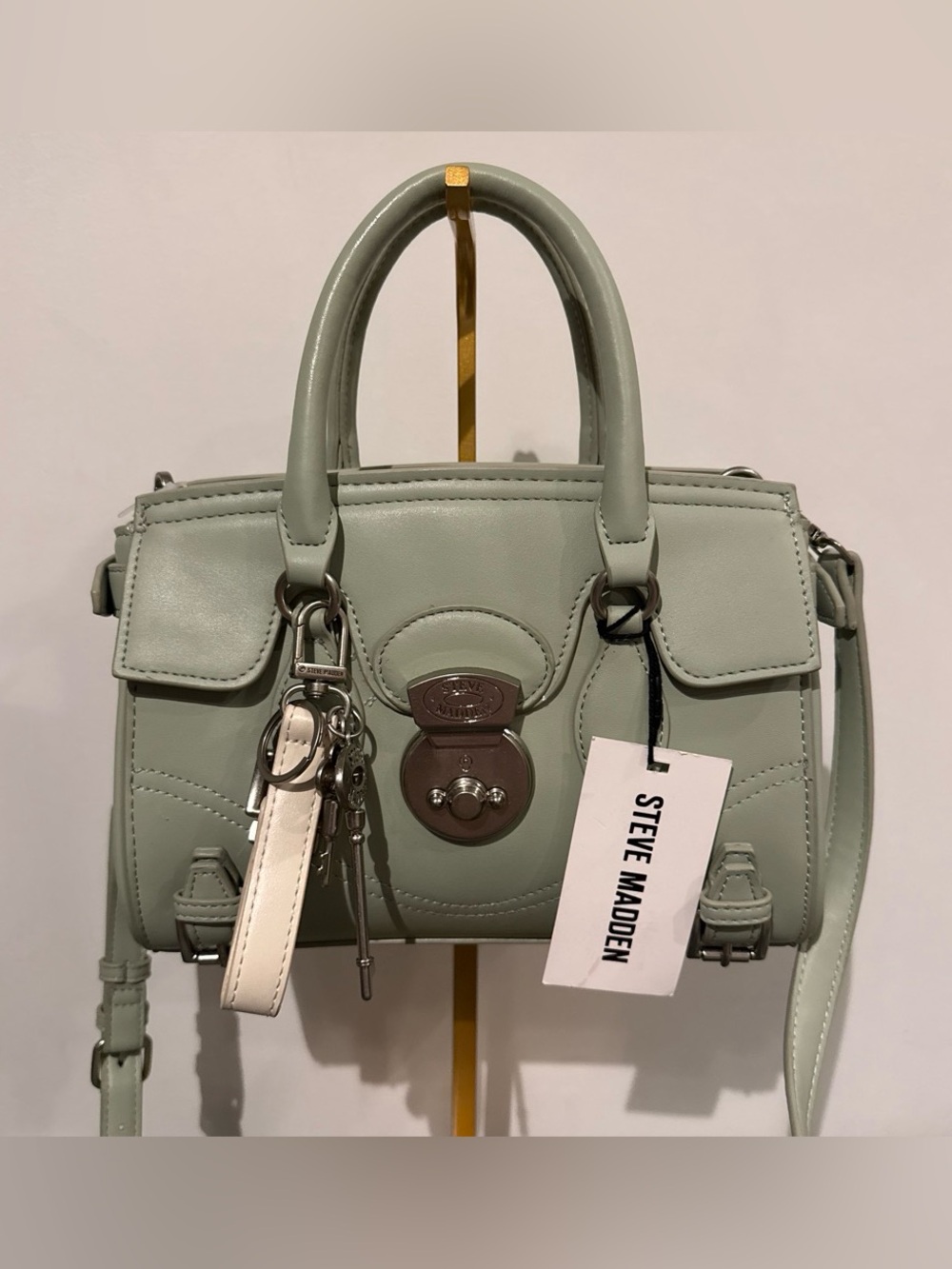 Steve Madden Light Sage Mini Satchel with Charm Accents